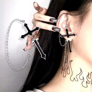Cross Chain Earrings